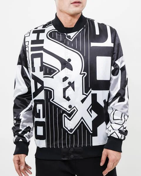 Unique Prints MLB CHICAGO WHITE SOX MASHUP MEN'S SATIN JACKET (BLACK)