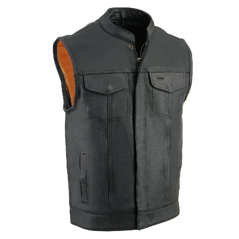 Cozy Essentials Wear Milwaukee Leather Men's Black Cool-Tec Premium Leather Vest - Club Style Dual Closure Motorcycle Rider Vest MLM3514 Cozy Essentials Wear Milwaukee Leather Men's Black Cool-Tec Premium Leather Vest - Club Style Dual Closure Motorcycle Rider Vest MLM3514