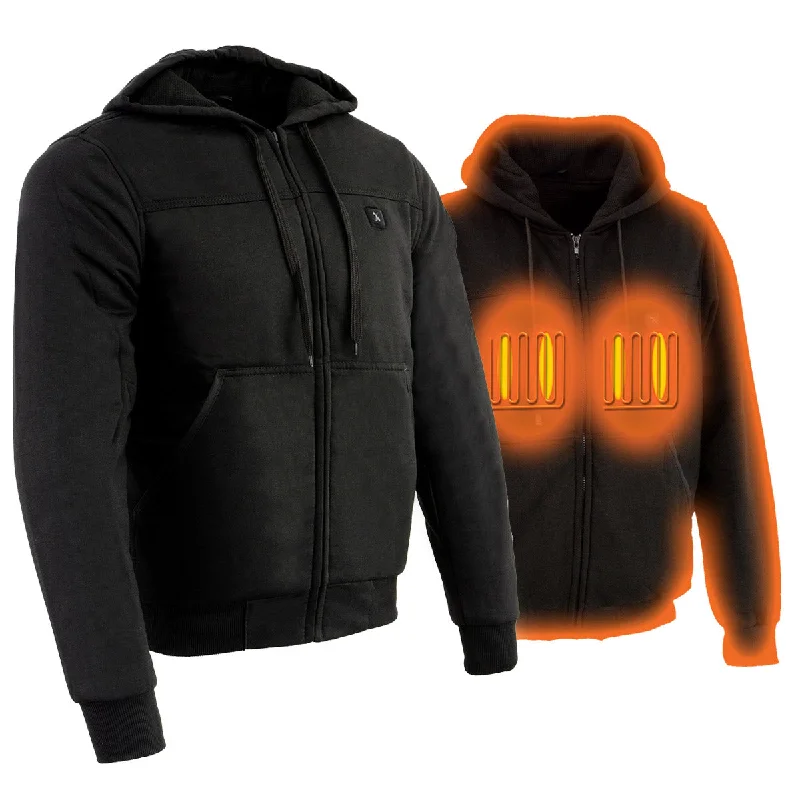 Cozy Outfit Nexgen Heat NXM1713SET Men's “Fiery’’ Heated Hoodie- Black Zipper Front Sweatshirt Jacket for Winter w/Battery Pack Cozy Outfit Nexgen Heat NXM1713SET Men's “Fiery’’ Heated Hoodie- Black Zipper Front Sweatshirt Jacket for Winter w/Battery Pack