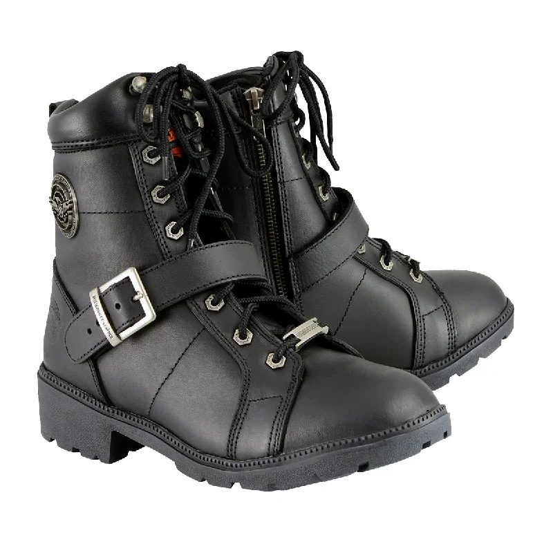 Relaxed Weekend Wear Milwaukee Leather MBL9325 Women's Premium Black Lace-Up Classic Leather Motorcycle Biker Boots w/ Side Zipper Relaxed Weekend Wear Milwaukee Leather MBL9325 Women's Premium Black Lace-Up Classic Leather Motorcycle Biker Boots w/ Side Zipper