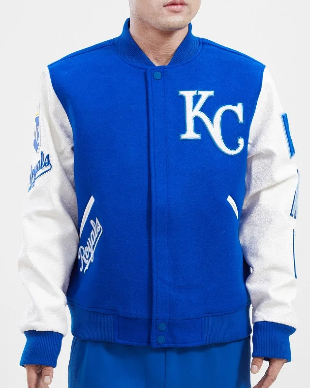 Relaxed Fit MLB KANSAS CITY ROYALS CLASSIC WOOL MEN'S VARSITY JACKET (ROYAL/WHITE)