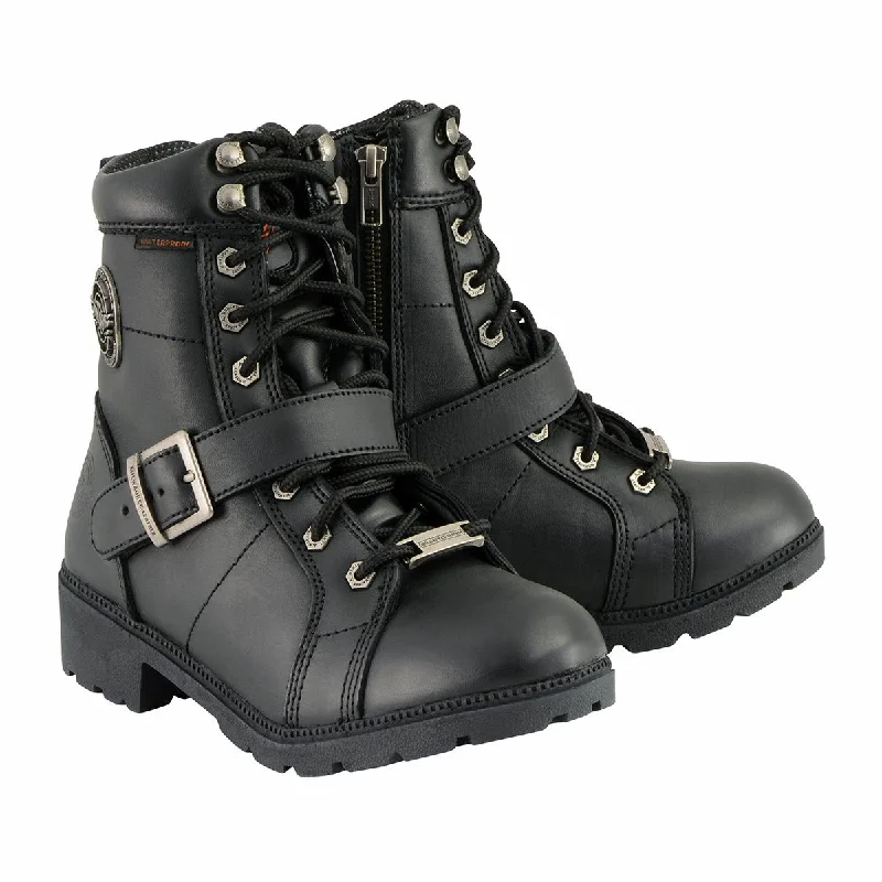 Elegant Fit Milwaukee Leather MBL9326WP Women's Premium Black Leather Lace-Up Waterproof Motorcyle Rider Boots Elegant Fit Milwaukee Leather MBL9326WP Women's Premium Black Leather Lace-Up Waterproof Motorcyle Rider Boots