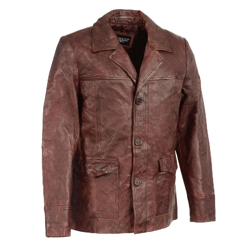 Advanced Customization Milwaukee Leather SFM1870 Men's Classic Red Leather Button Closure Car Coat Blazer Jacket Advanced Customization Milwaukee Leather SFM1870 Men's Classic Red Leather Button Closure Car Coat Blazer Jacket