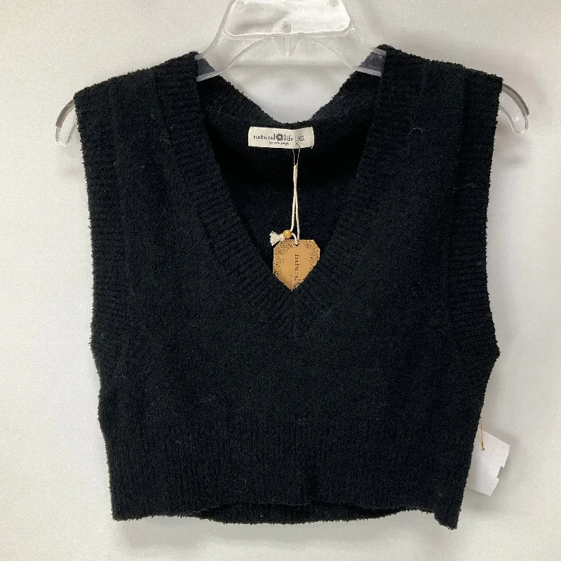Fashionable Comfort Vest Sweater By Natural Life In Black, Size: Xs