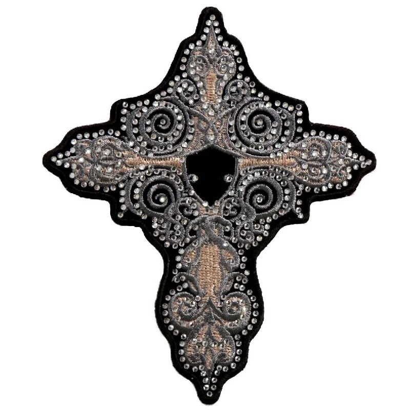 Casual And Comfortable Hot Leathers PPA9735 Rhinestone Cross 4" x 6" Patch