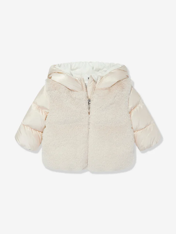 Classic Series Moncler Enfant Baby Girls Down Teddy Fleece Natas Jacket in Beige
