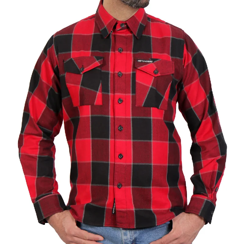 Simple And Comfortable Hot Leathers FLM2019 Men's Red Black and Gray Long Sleeve Flannel Shirt Simple And Comfortable Hot Leathers FLM2019 Men's Red Black and Gray Long Sleeve Flannel Shirt