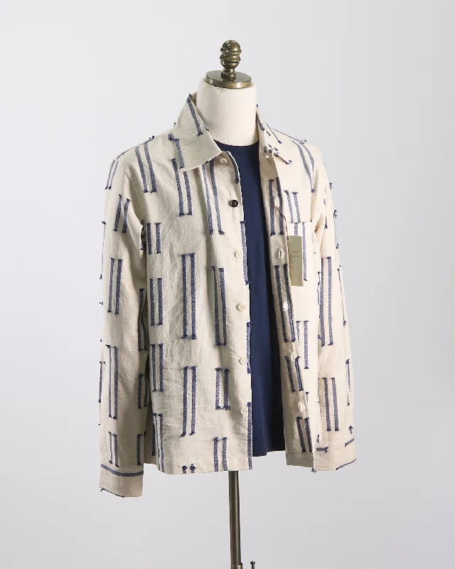 Fresh Wear Relaxed Fit Raised Bars Jacquard 'Gianni' Cotton Overshirt