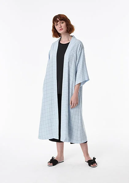 Romantic Temperament Checkered Cardigan With Sash Belt