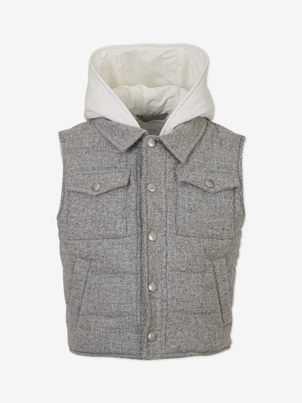 Advanced Design Eleventy Boys Hooded Gilet in Grey