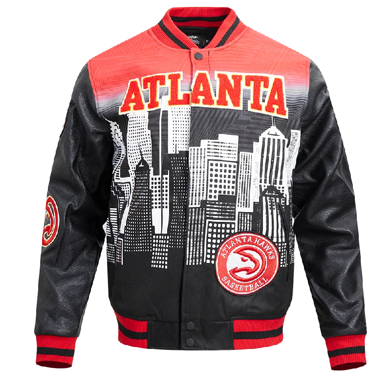 Soft Comfort NBA ATLANTA HAWKS REMIX VARSITY MEN'S JACKET (BLACK)