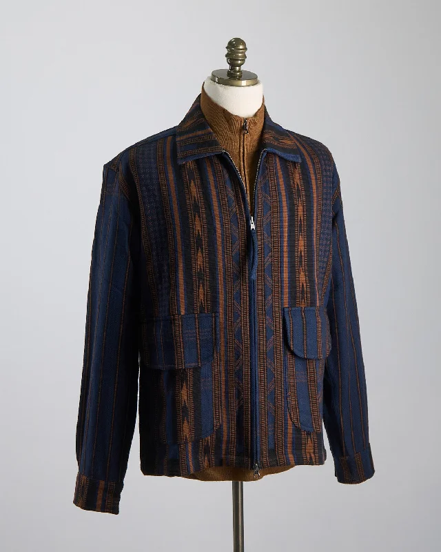 Trendy Looks Handloom Cotton & Wool Striped 'Leroy' Full Zip Shirt Jacket