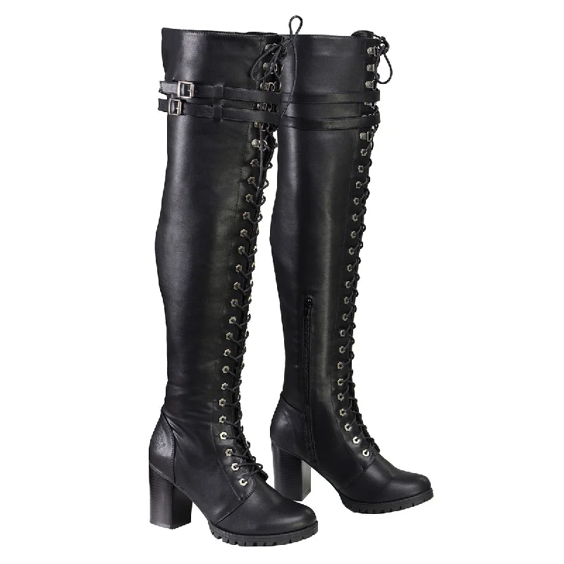 Comfortable Design Milwaukee Leather Women's Black Above the Knee Lace-Up Fashion Casual Boots MBL9424 Comfortable Design Milwaukee Leather Women's Black Above the Knee Lace-Up Fashion Casual Boots MBL9424
