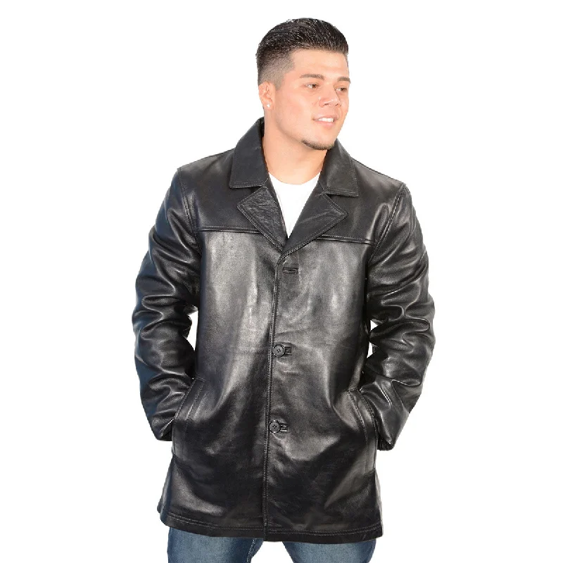 Warm Chic Outfits Milwaukee Leather Men's Black Classic Button Closure Fashion Leather Car Coat SFM1815 Warm Chic Outfits Milwaukee Leather Men's Black Classic Button Closure Fashion Leather Car Coat SFM1815