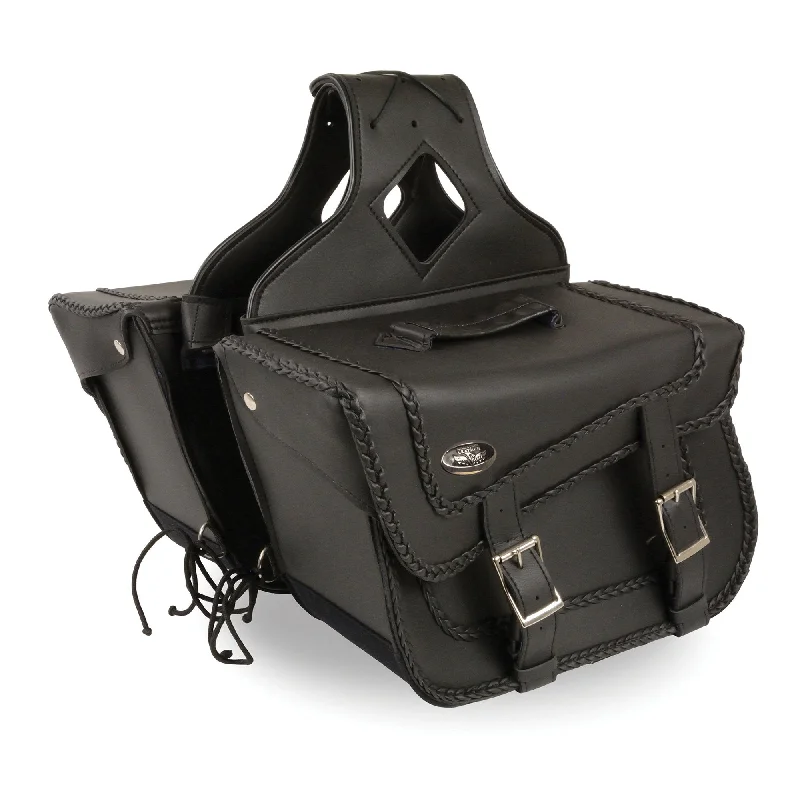 Design Must-have Milwaukee Leather SH664ZB Large Braided Zip Off PVC Throw Over Saddle Bag Design Must-have Milwaukee Leather SH664ZB Large Braided Zip Off PVC Throw Over Saddle Bag