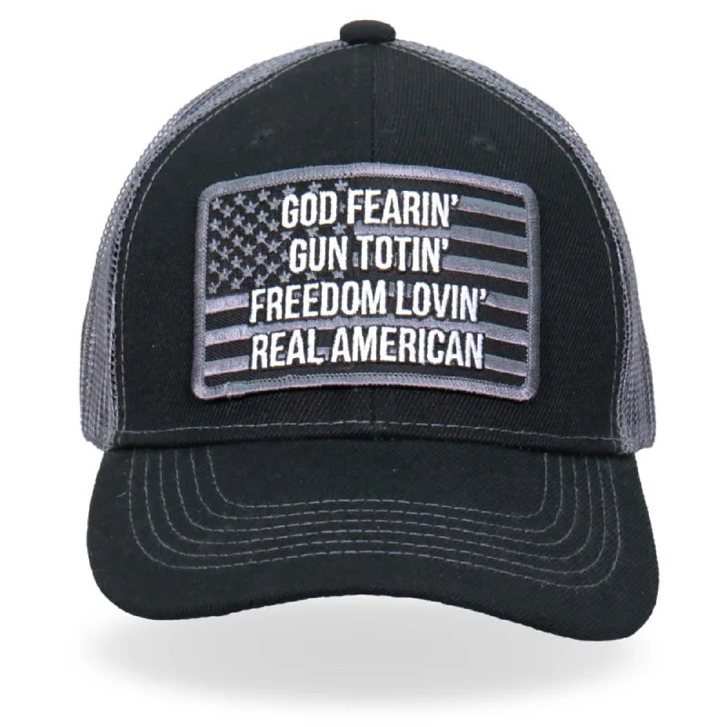 Free And Casual Hot Leathers GSH1032 God Fearing Gun Trucker Hat
