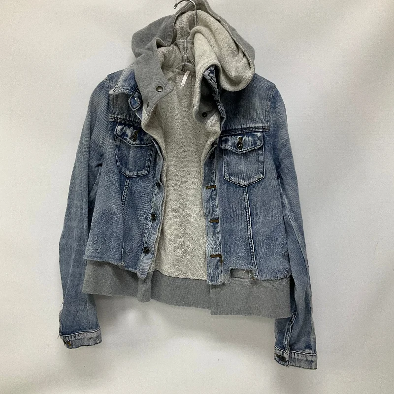 Retro Prints Jacket Denim By Free People In Blue, Size: Xs