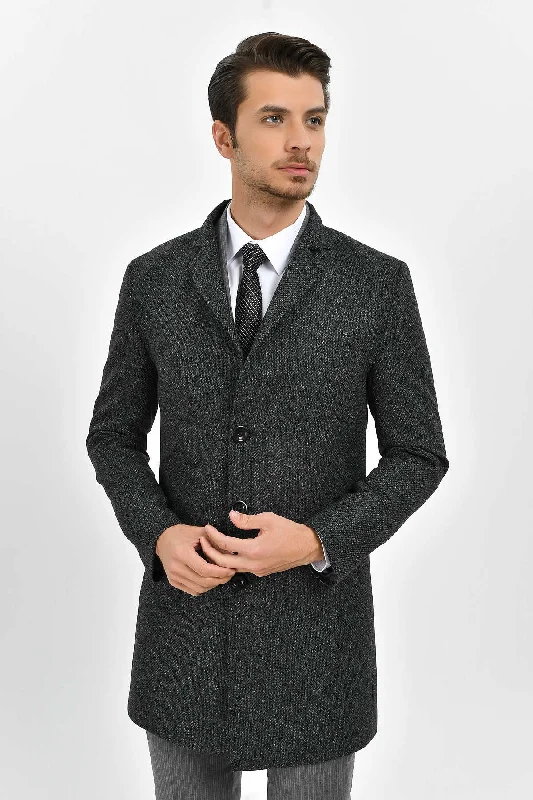Perfect Tailoring Slim Fit Notch Lapel Madrid Wool Light Gray Overcoat, Gray D.