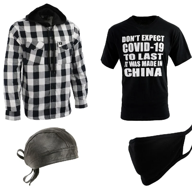 Everyday Style Men’s Box-2 Bundle Pack with Flannel Hoodie, Printed T-Shirt, Skull Cap and Face Mask Everyday Style Men’s Box-2 Bundle Pack with Flannel Hoodie, Printed T-Shirt, Skull Cap and Face Mask