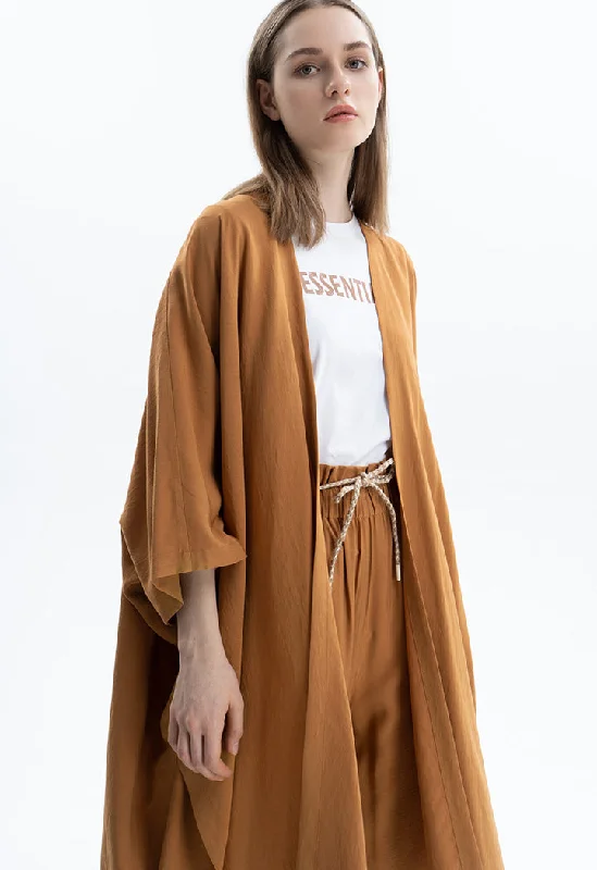 Fresh And Elegant Solid Kimono With Open Front
