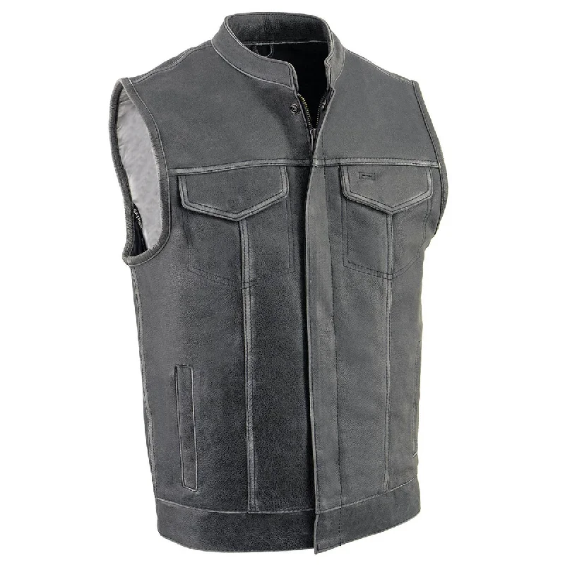 Versatile Style Milwaukee Leather Men's Premium Leather Club-Style Motorcycle Vest w/Concealed Snaps Zipper Closure MLM3513 Versatile Style Milwaukee Leather Men's Premium Leather Club-Style Motorcycle Vest w/Concealed Snaps Zipper Closure MLM3513
