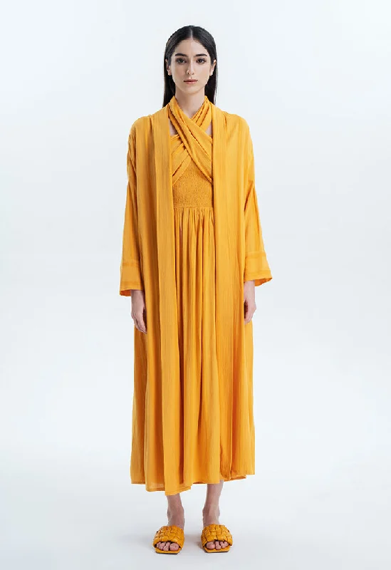 Dessert Matching Shawl Collar Textured Casual Abaya