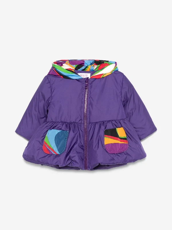 Bright Colors Pucci Baby Girls Puffer Jacket in Purple