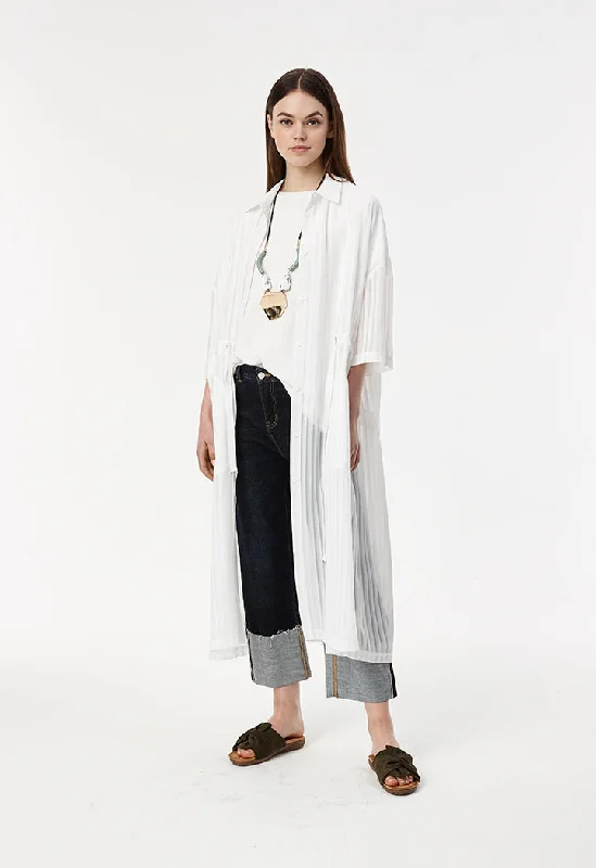 Embroidery Design Ribbed See-Through Outerwear