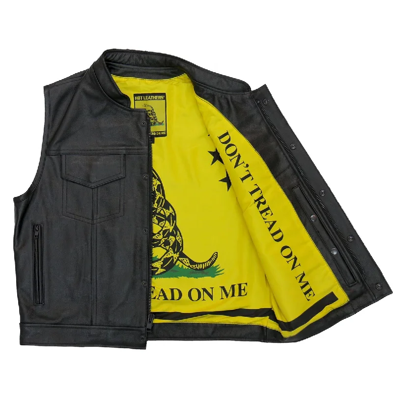 Sporty Wear Hot Leathers VSM1053 Men's Black 'Don't Tread On Me' Conceal and Carry Leather Vest Sporty Wear Hot Leathers VSM1053 Men's Black 'Don't Tread On Me' Conceal and Carry Leather Vest