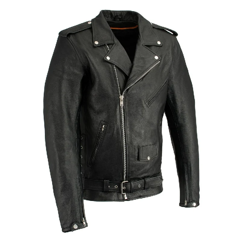 Comfortable Fashion Looks Milwaukee Leather LKM1711TALL Men's Black Tall-Sizes Side Lace Police Style Leather Jacket