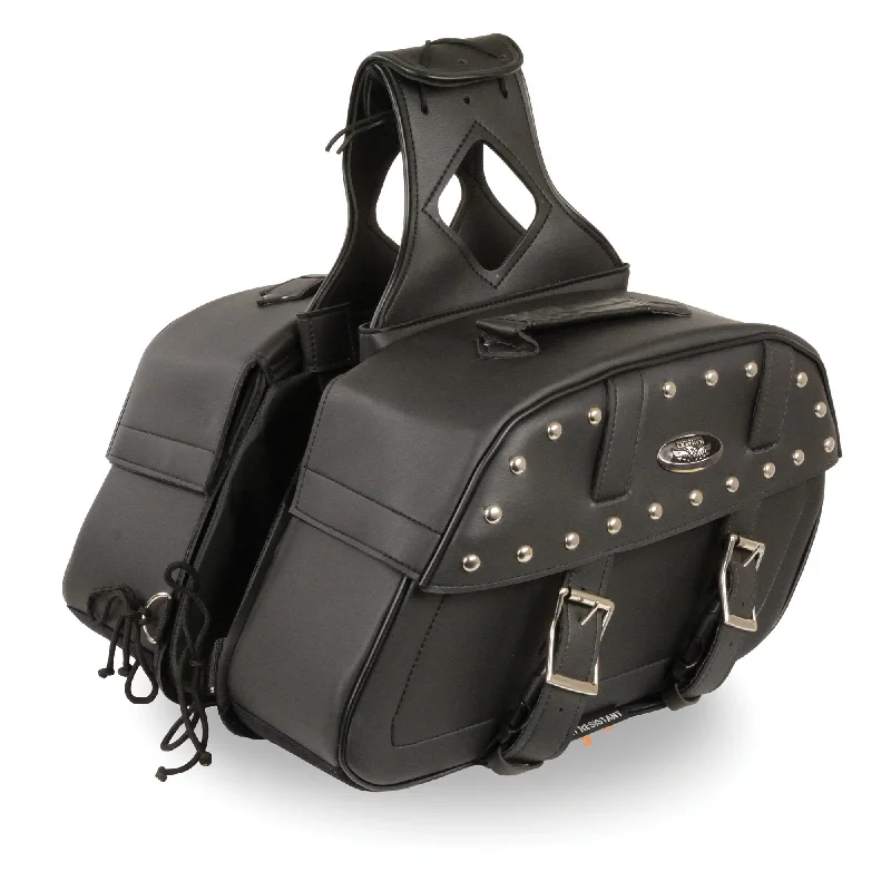 Fashion Comfort Milwaukee Leather SH61101ZB Black Zip-Off PVC Studded Throw Over Rounded Saddlebags Fashion Comfort Milwaukee Leather SH61101ZB Black Zip-Off PVC Studded Throw Over Rounded Saddlebags