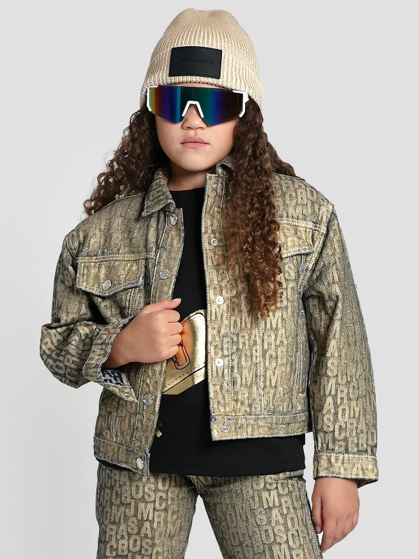 Sweet Style MARC JACOBS Girls Metallic Effect Denim Jacket in Gold