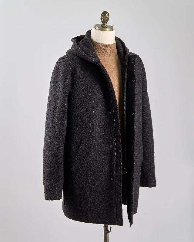 French Style Boiled Wool Sweater Parka