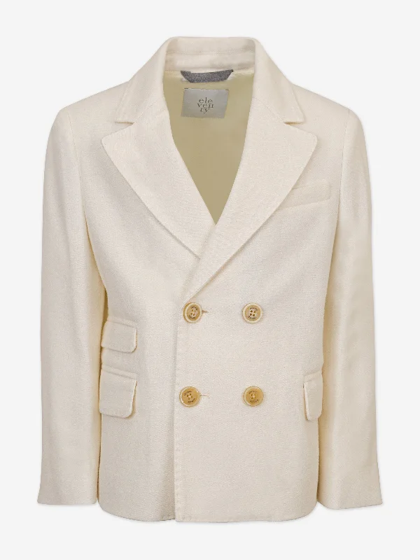 Eye-catching Personality Eleventy Boys Wool Blazer in Ivory