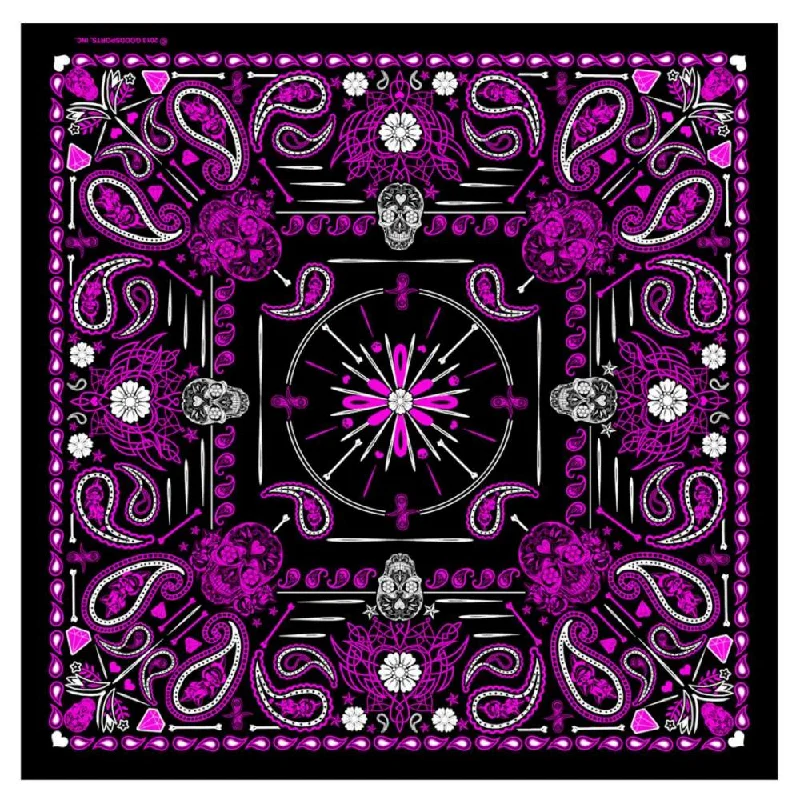 Personal Design Hot Leathers BAB1071 Ladies Pink Paisley Skulls Bandana