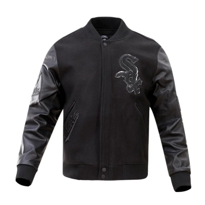 Advanced Customization MLB CHICAGO WHITE SOX TRIPLE BLACK MEN'S VARSITY JACKET (BLACK)