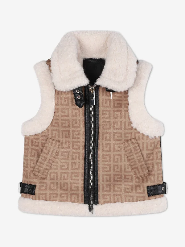 Easy Comfort Style Givenchy Girls Sherling Gilet in Beige