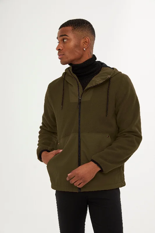 Comfortable down Slim Fit Fleece Polar Casual Khaki Hooded Coat