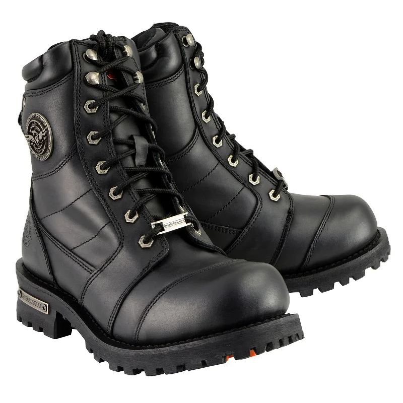 Nightclub Style Milwaukee Leather Men's Classic Black Leather 8-inch Lace-Up Logger Motorcycle Rider Boots MBM9030 Nightclub Style Milwaukee Leather Men's Classic Black Leather 8-inch Lace-Up Logger Motorcycle Rider Boots MBM9030