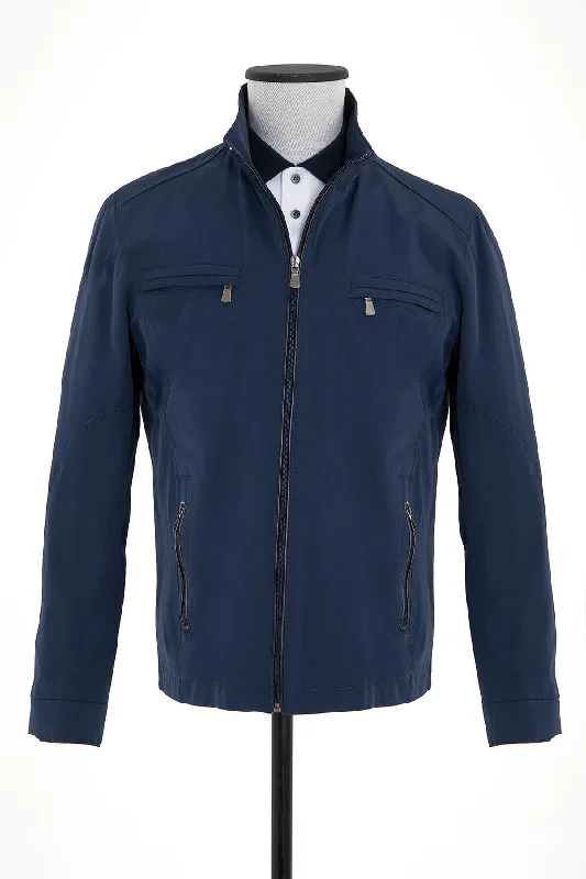 Classic Design Regular Fit Notch Lapel Austin Cotton Blend Navy Coat, Navy