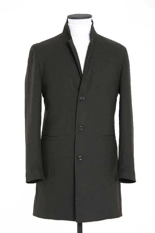 Comfortable Outfits Slim Fit Cachet Notch Lapel Khaki Overcoat