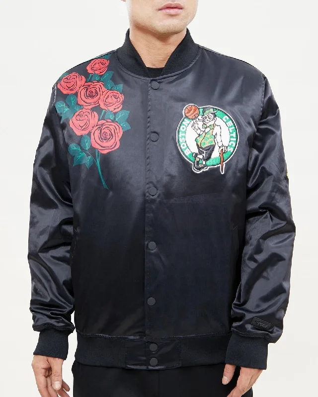 Trendy Casuals NBA BOSTON CELTICS ROSE MEN'S SATIN JACKET (BLACK)