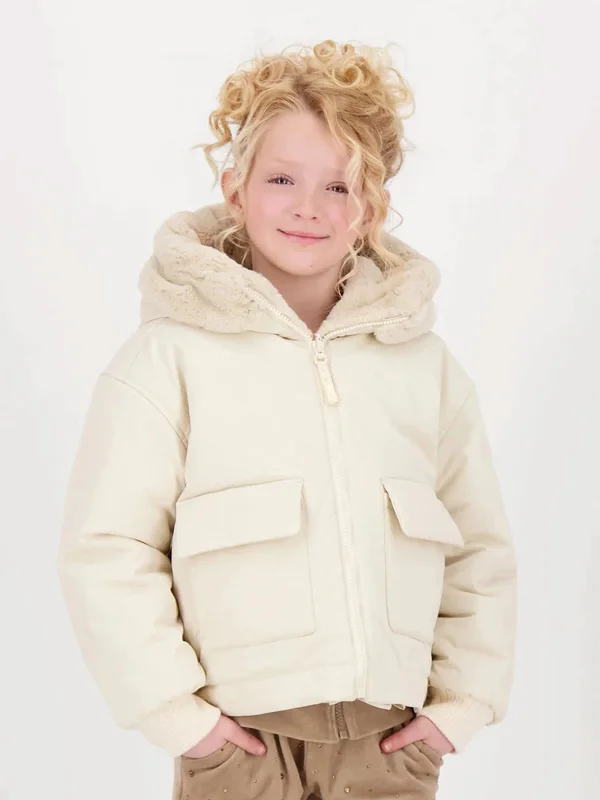 Fashion Concept Angels Face Girls Cathleen Reversible Hooded Coat in Beige
