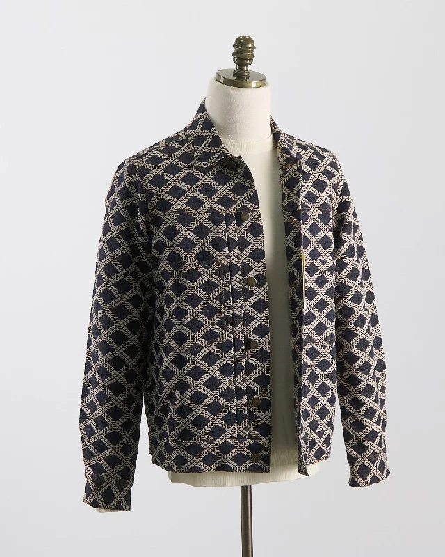 Classic Style Relaxed Fit Cotton Jacquard 'Marvin' Trucker Jacket