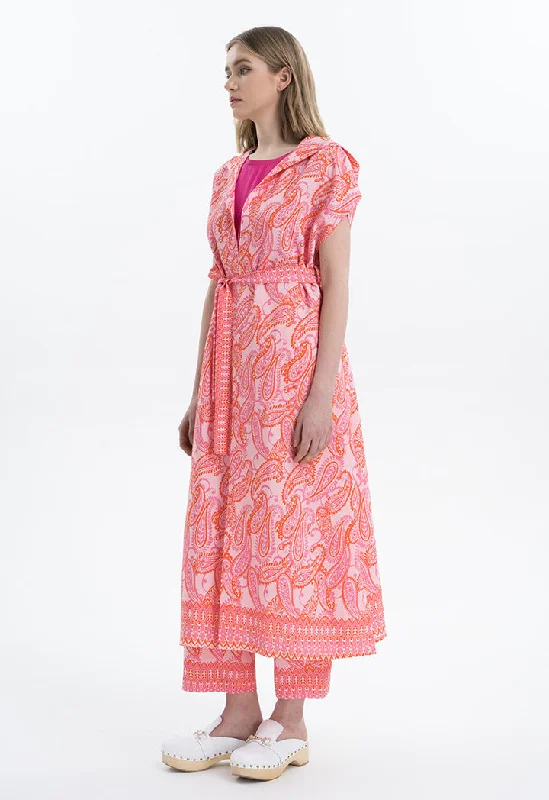 Casual And Comfortable Paisley Printed Kimono With Hood