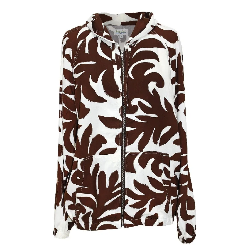 Sports Trend Parka Rayon Jacket - Brown & White
