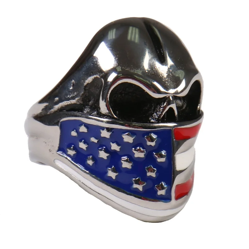 Casual Ease Hot Leathers JWR2128 Men's Flag Bandana Skull Ring
