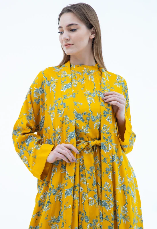 High-quality Fabrics Contrast Printed Maxi Abaya