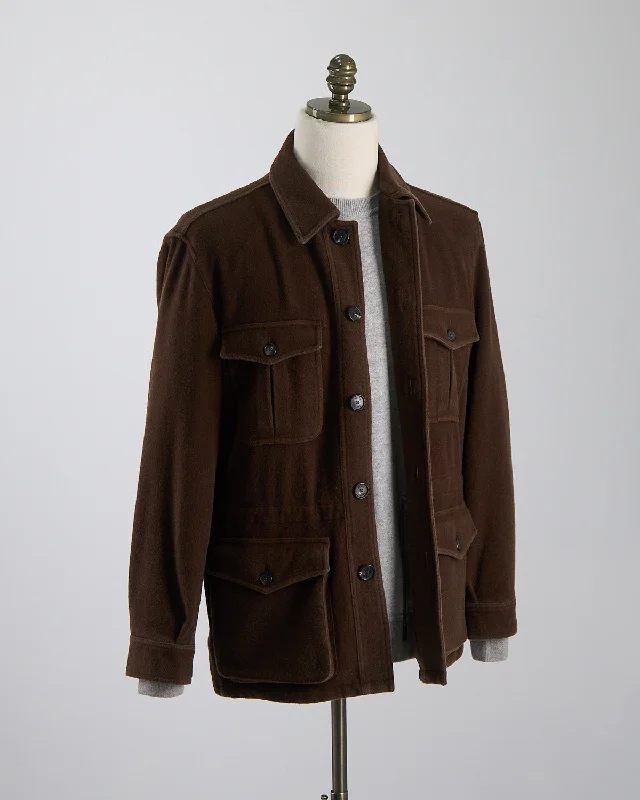 Knitted Design Plush Garment Washed Wool 'safari' Jacket