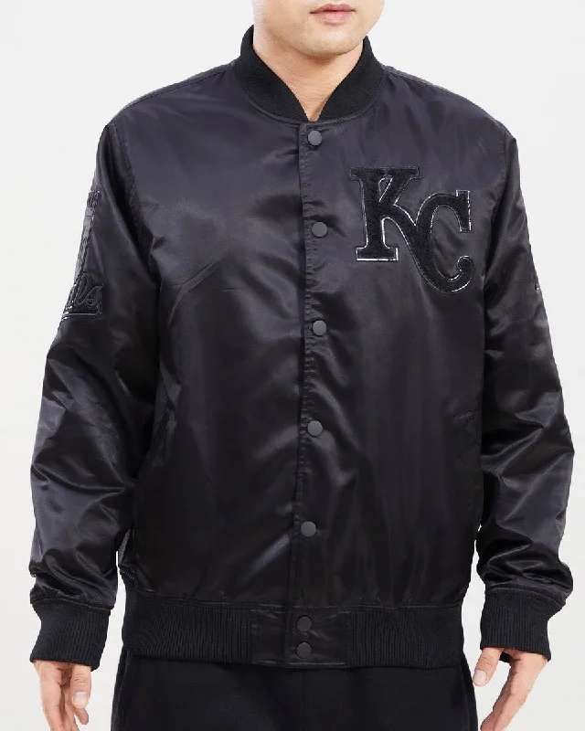 Soft Style MLB KANSAS CITY ROYALS TRIPLE BLACK MEN'S SATIN JACKET (TRIPLE BLACK)